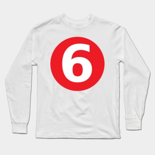 Number 6 Big Red Dot Letters & Numbers Long Sleeve T-Shirt